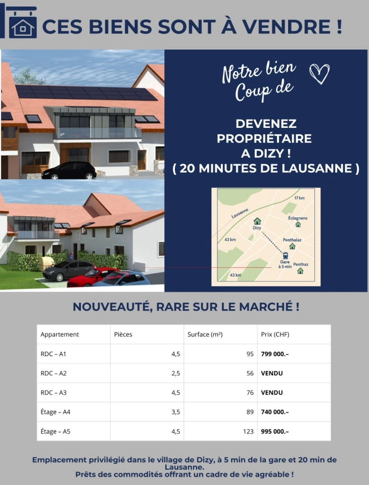 Magnifiques appartements neufs à Dizy du 3.5 pièces au 4.5 pièces