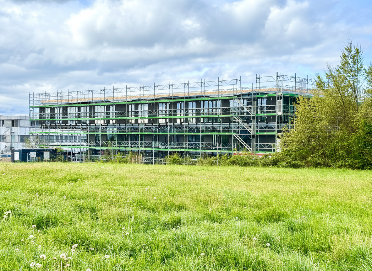 Surface commerciale en fin de construction dans zone industrielle à Saint-Prex